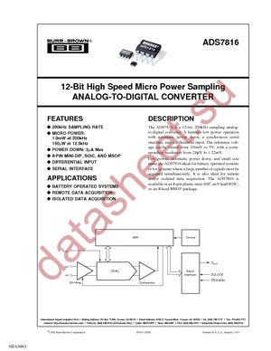 ADS7816EB/250G4 datasheet  